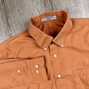 Duck Head Mens Button Down Shirt Long Sleeve Clay Brown Wrinkle Free Size Medium